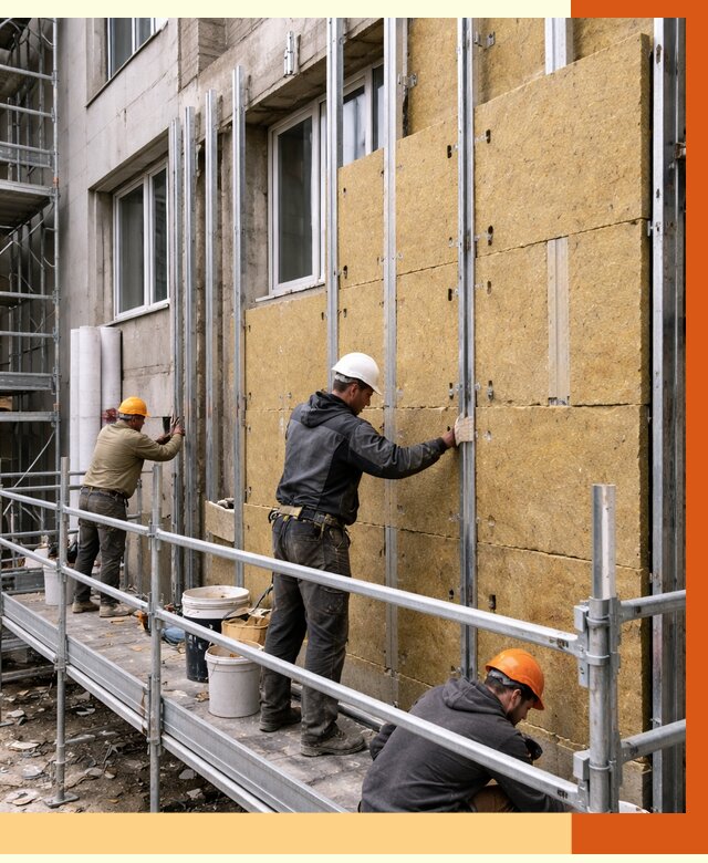 Утепление вентилируемого фасада в Чебоксарах от 5759 руб/м2 — монтаж и утепление вентфасад | ТепломастерЧбк